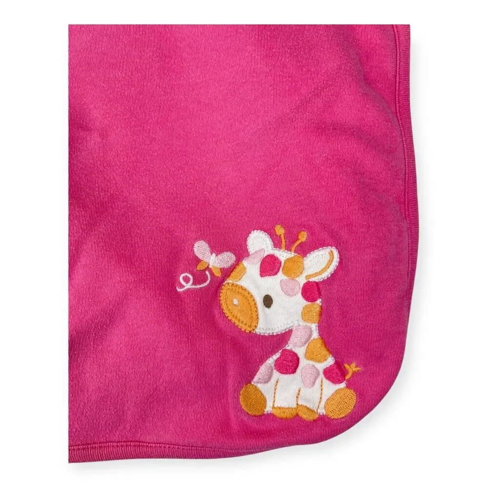 Gymboree Jolly Giraffe Pink Orange Spotted Baby Blanket Embroidered 2016